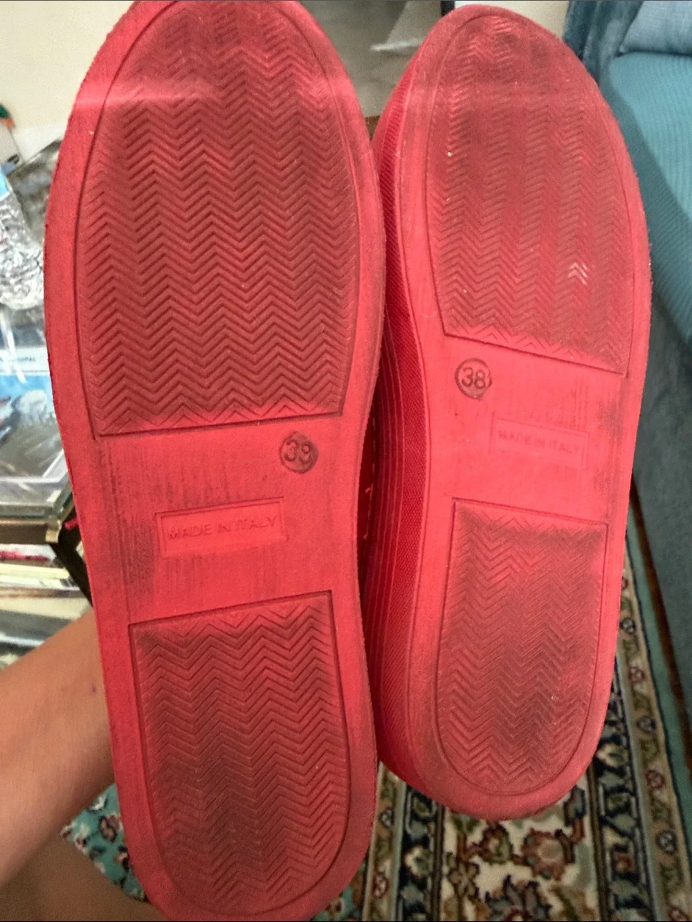 Valentino Bright Red Leather Lace-Up Sneakers